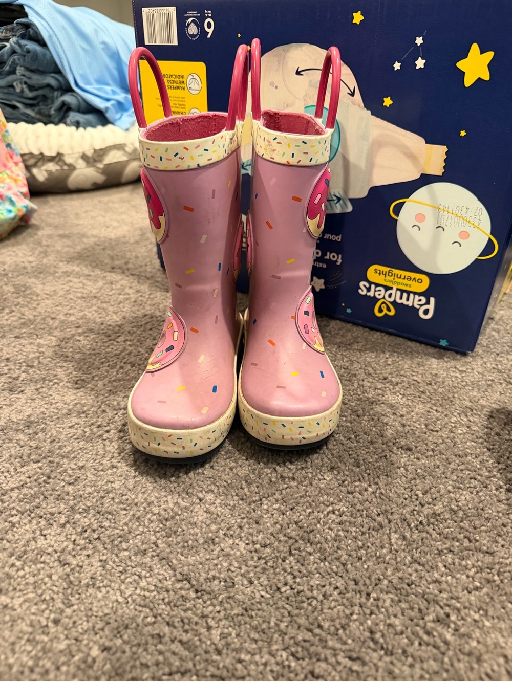 Cat & Jack Pink Donut Print Kids Rain Boots